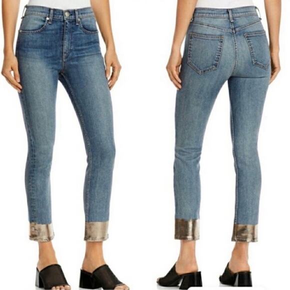 Rag & Bone High Rise Ankle  Dip Dyed Hem Cigarette Jeans Sz 24 - Picture 10 of 12